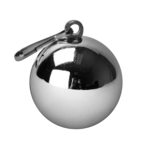 Come here...we have a little something we would like you to try. The Deviants Orb is a weighted piece that is sure to hold you captive with 8 pleasing ounces of weight. This chrome-plated steel weight comes with a stainless steel clip that can be attached to your favorite cock and ball torment device. Measurements: 1.52 inches in diameter