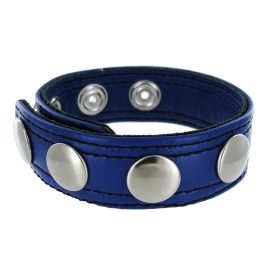 The Strict Leather Blue Speed Snap Cock Ring is made of high quality leather and features 4 snap sizing slots. It effectively holds erections harder and longer