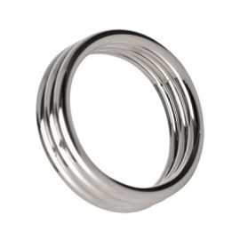 Take erections up a notch with The Echo stainless steel three tier cock ring. Each ring is fused to the next