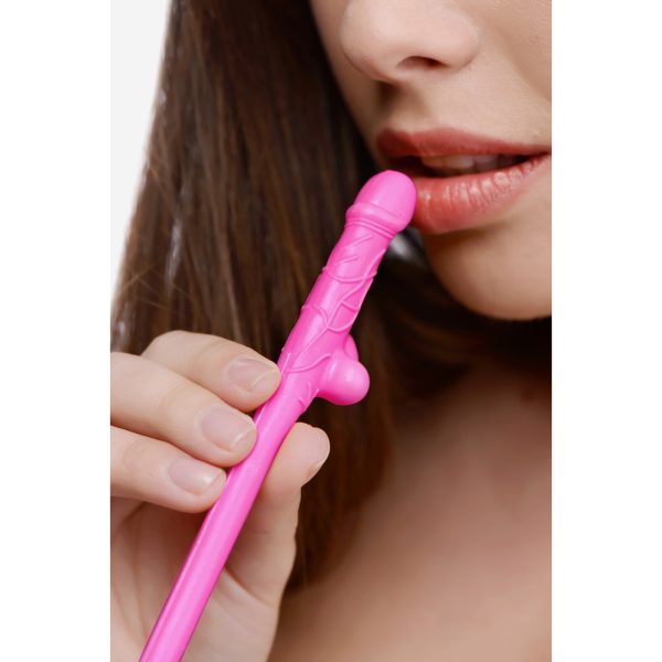 This 10 pack of erect peckers is enough to supply an entire bachelorette party with something fun to suck on The rigid plastic straw lets you wrap your lips around a stiff cock and suck until your mouth is full of the liquid you desire. Perfect for ladies night...or any night Measurements: 7.5 inches in length. Material: PE. Color: Pink. Note: Each pack contains 10 straws