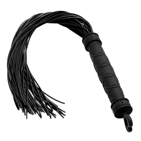 This flirty silicone flogger is perfect for that naughty person in your life The non-intimidating handle displays a beautiful oval pattern and is soft to the touch for comfort and grip. Its charming heard shaped end has a hole in the middle for easy hanging. With tassels just over 12 inches in length