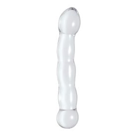 This petite double sided dildo is constructed of crystal clear glass