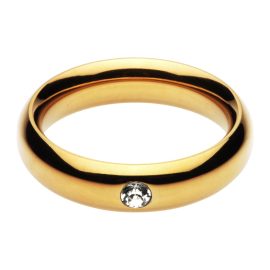 Flash them more than just your hot cock with this attention getting erection enhancer. This golden cock ring is accented with a sparkling gem set deep into the front that will draw their eye right where you want it. The smooth
