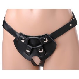 The Strict Leather Two Strap Harness gets its name from the open-crotch design