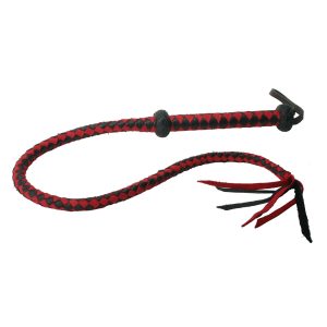 Demand respect and obedience with this great looking red and black whip Make sure your every word is followed by inflicting some pain to your disobedient sub. With a long handle