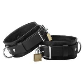 The Strict Leather Deluxe Leather Locking Cuffs are built from durable high quality leather for long hard use. They incorporate our locking buckle system for maximum security. They" re 2 inches wide and reinforced with another 1 inch strap. They" re not only beautifully crafted