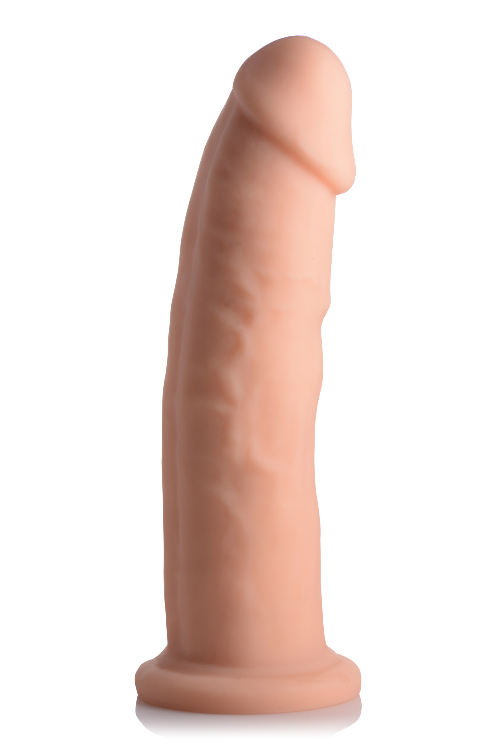 Seven inches of shaft... no balls to get in the way! This simply luscious dildo is made with ultra-premium silicone to give you a lasting pleasure tool that you can trust. The defined head and bulging veins make this dong look and feel like the real thing... or maybe even better! The strong suction cup base sticks to just about any flat surface so that you can it for a ride. You can even warm it up or cool it down for a variety of sensations. The hypoallergenic material is easy to clean with mild soap or a toy cleaner