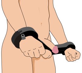 Keep your slave helpless to your every desire with a wicked device that binds those pesky wrists to those pathetic balls This unique Humbler locks onto your playthings scrotum in front of their body