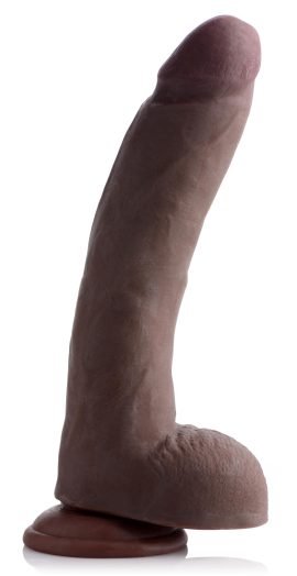 Treat yourself to a phallus that will cram you to max capacity This beautiful dildo will deliver orgasmic ecstasy with its precise representation of an enormous ebony erection. Savor every ridge and ripple in the realistic penis and scrotum