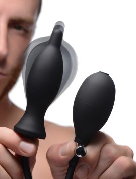 Experience the eroticism of expansion in your ass! This inflatable butt plug starts out small with a tapered tip