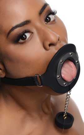 Plug up their pie hole with this unique silicone gag. Push the ring past their teeth and secure the soft straps at the nape of their neck. The buckle can accommodate a lock