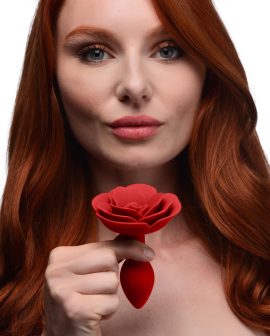 Decorate your derriere with this blooming anal plug rose! Crafted from velvety silicone and shaped with individual petals for a realistic and satisfying texture - the long neck and tapered tip make this plug easy to insert and comfortable to squeeze on