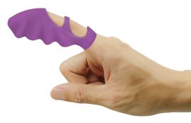 Thrill your insides with this silky finger vibe! Enhance the natural dexterity of your finger with a bumpy sleeve of velvety silicone - increase the thickness of your finger and please yourself or your partner with powerful vibes at the push of a button.     This finger sleeve makes it easy to target sensitive areas like the G-spot or prostate thanks to its flexible nature and curved shape. Two vibrating bullets are included so you can add a thrilling buzz to your finger banging activity!     Constructed with ultra premium silicone silk