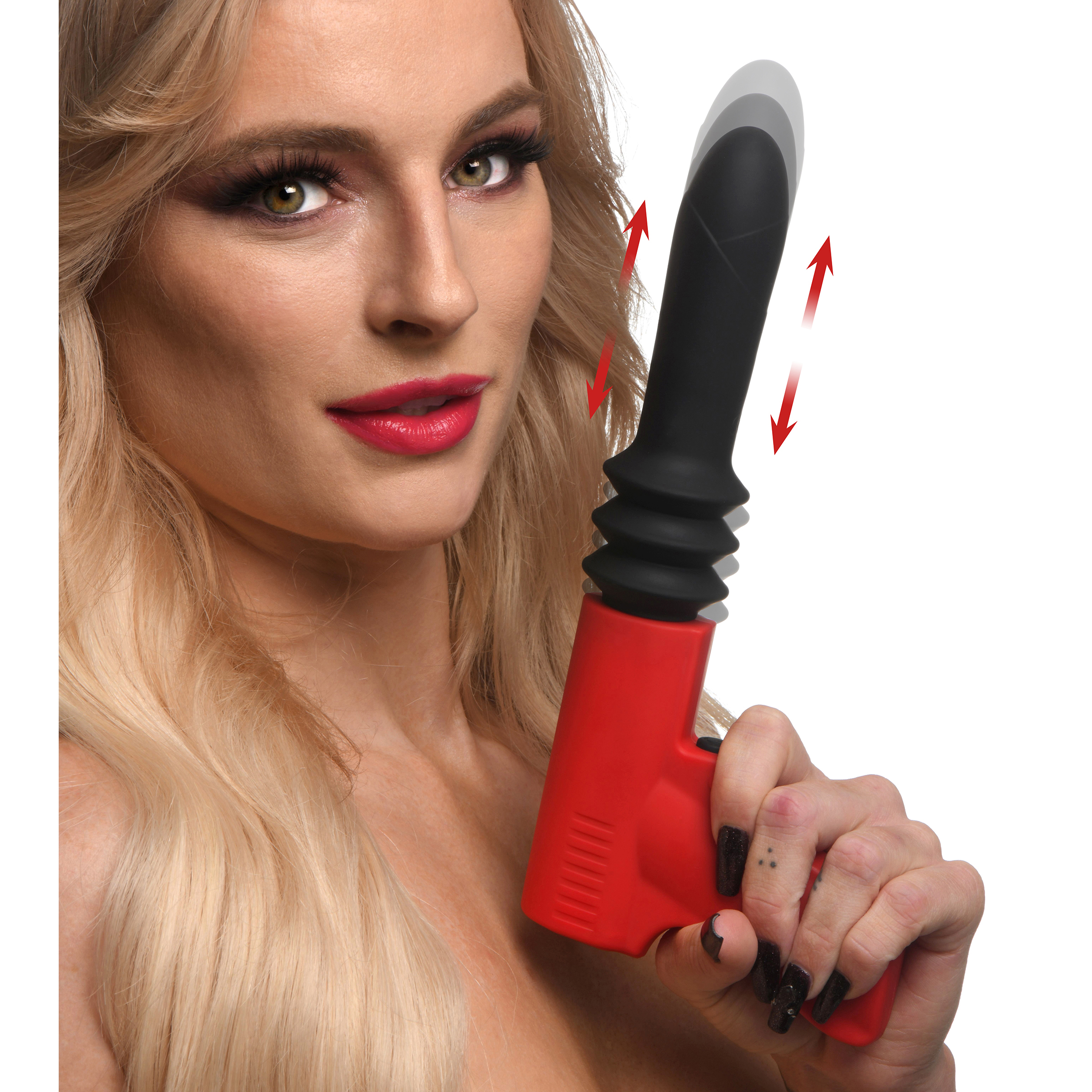 Give yourself some serious pounding with this Pistol Pounder! With 4 different settings you can enjoy simultaneous thrusting and vibrating from the silicone shaft. The premium silicone is silky smooth