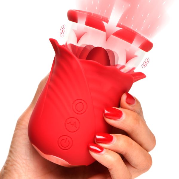 This lovely flower is here to buzz your garden and drink your nectar! It combines suction with vibration for a perfectly paired sensory delight! The flower tongue will tickle your pearl with 3 speeds and 7 patterns of vibration. Place the removable suction cup onto the top of the flower to enjoy 6 different suction modes that tease and gently pull at you in tantalizing ways! Made out of silky smooth