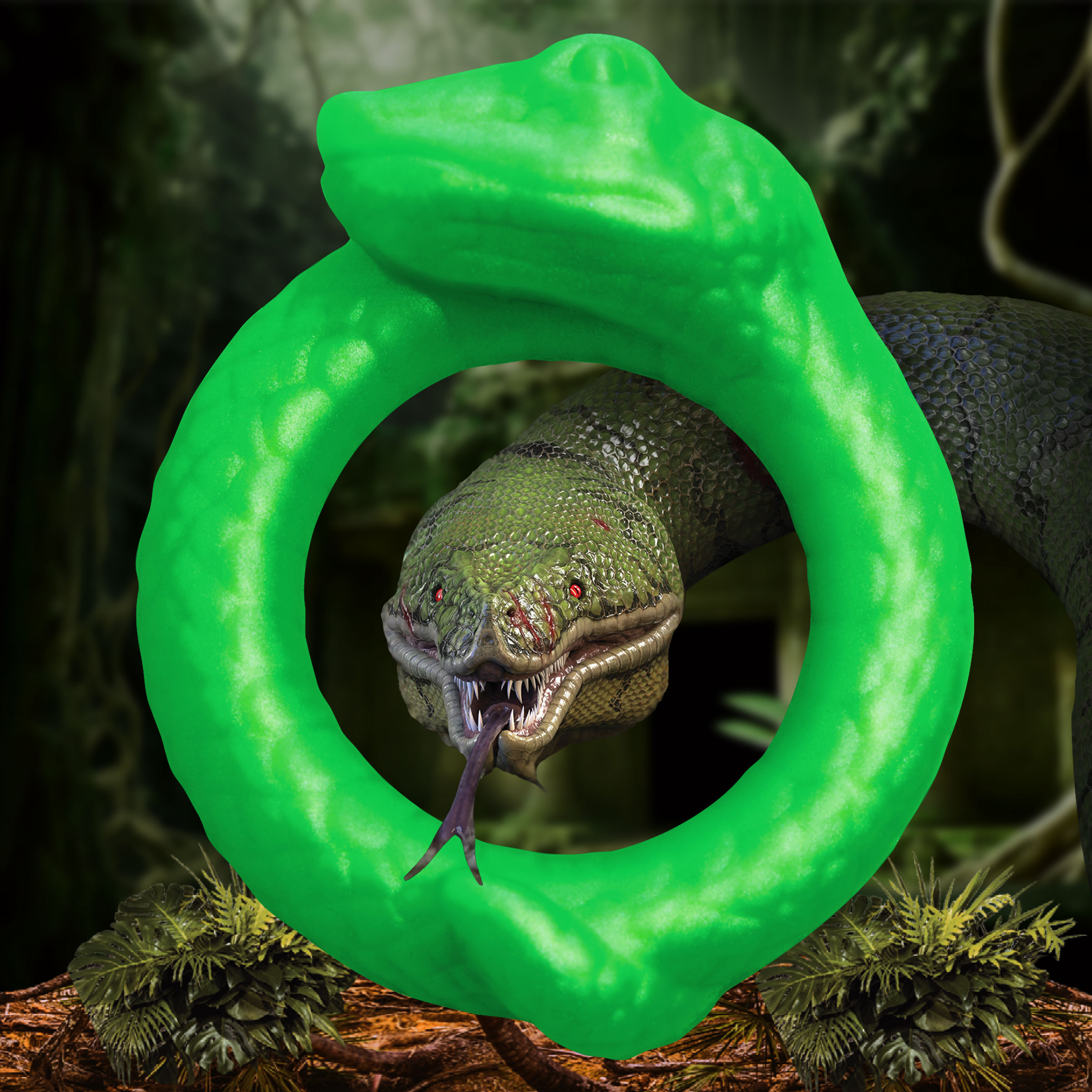 Decorate your dong with this fantasy C-ring! This jade serpent ring delicately wraps around your shaft for a perfect addition to your rod! It can fit over the shaft along or also be stretched to fit around the shaft and under the balls